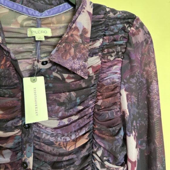 BNWT! Pilcro Collared Mesh Buttondown Shirt - Picture 6 of 8